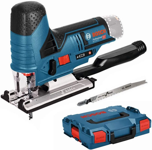 Lader, Bosch Professional, zaagdiepte in hout: 70 mm, zonder accu's en oplader, glijvoet, antisplinterplaatje, in L-BOXX, 12V
