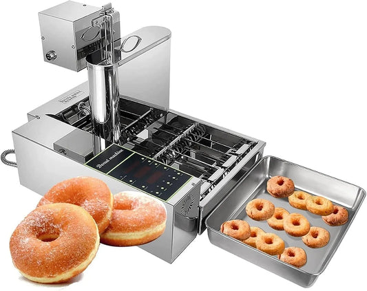 Automatische Donut Machine met 72 x 38,5 x 37,5 cm, 57 x 45 x 35 cm, 6L, 5,5L, 16KG, 18KG, regelbare thermostaat en RVS