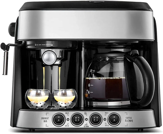 Espressomachine, tweeërlei gebruik rood Kleur: Zilver, koffiemachine Multifunctioneel filter Drip-koffiezetapparaat voor tweeërlei gebruik