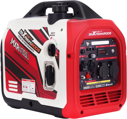 MaXpeedingrods Stroomgenerator met 3500 W, 48 x 30,5 x 44 cm, 51 x 33,5 x 48,5 cm, 3200 W, 10 W, 145 cc, 13,9 A en 230 V
