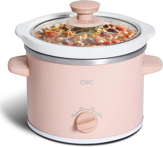 Slowcooker, COOK WITH COLOR 2QT Mini elektrische ronde slowcooker, gehard glas deksel, Cool-Touch zijhandgrepen, verstelbare instellingen