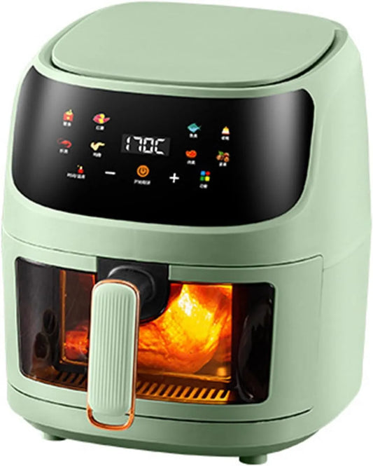 Airfryer, 6L Airfryer Oven met Clear Window, groen, 1350 W digitale multicooker met snelle luchtcirculatietechnologie