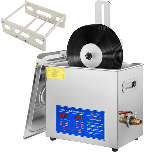 Ultrasoonreiniger met 6 l, 180 W, 30 x 15 x 15 cm, 178-305 mm, 80 °C, 30 minuten, digitaal display en waterreservoir