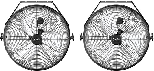 Ventilator met 45,7 cm, 3 snelheden, wandmontage, voor bouwplaats en werkplaats en zwart
